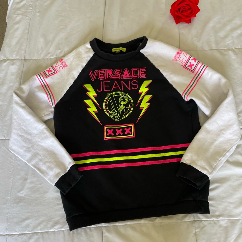 Versace Jeans Collection Black Sweater with Neon Accents